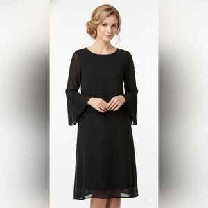 NWOT Sandra Darren Black Long Sleeve Dress Size 14